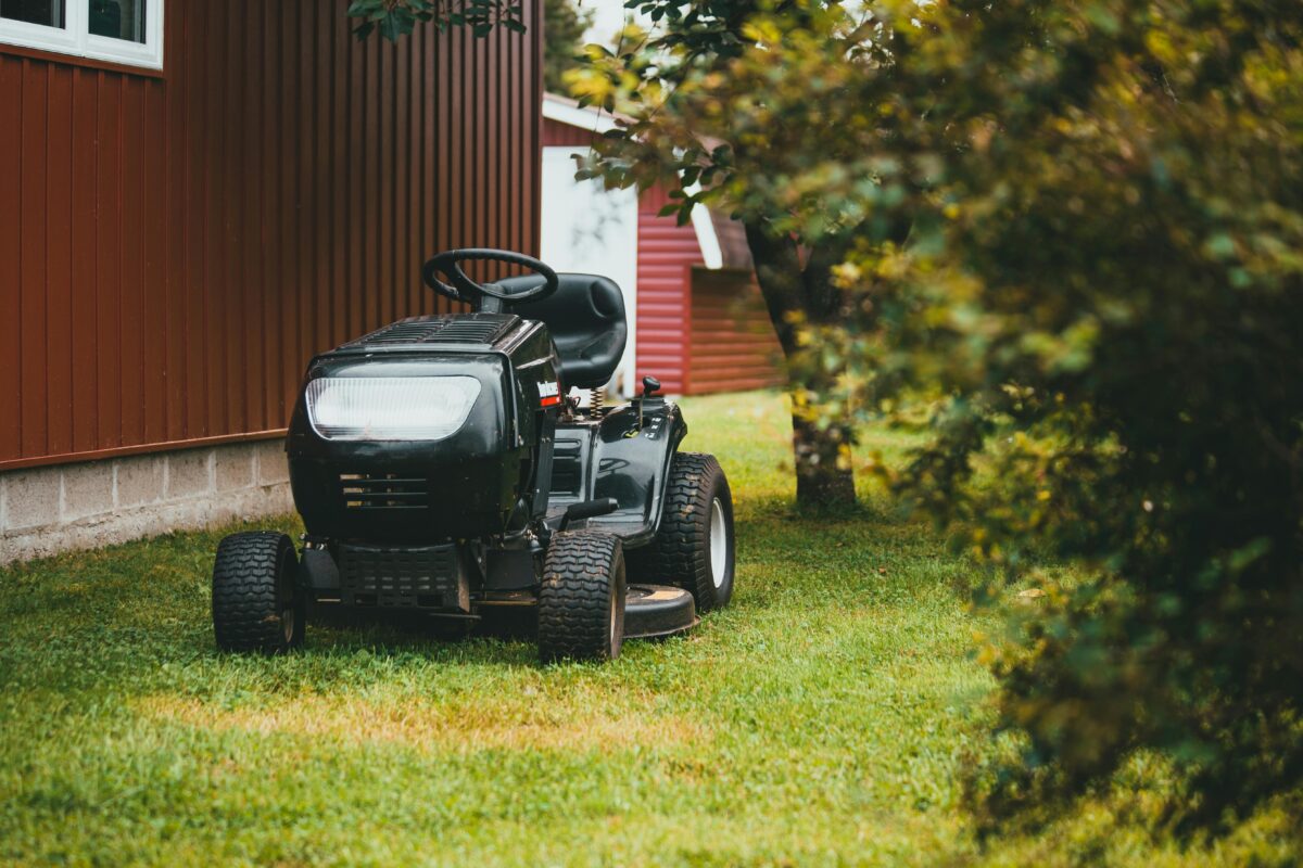 black riding lawn mower